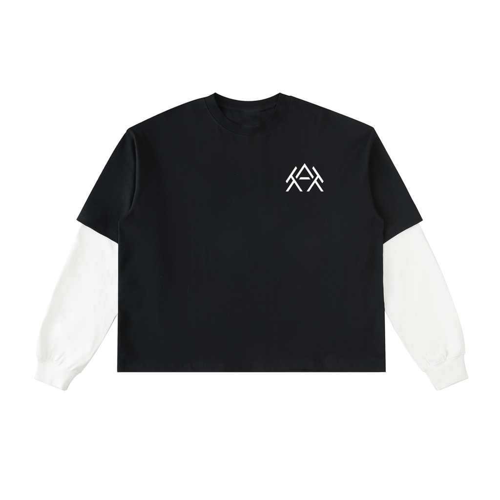 T-Shirt,Layered,Contrast Sleeve,Cotton