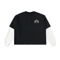 T-Shirt,Layered,Contrast Sleeve,Cotton