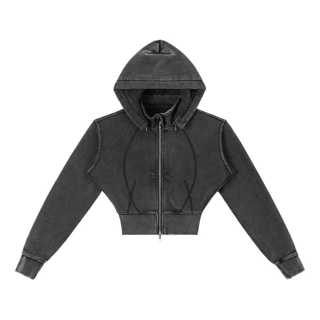 hoodie,vintage washed,cropped,fleece
