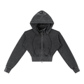 hoodie,vintage washed,cropped,fleece
