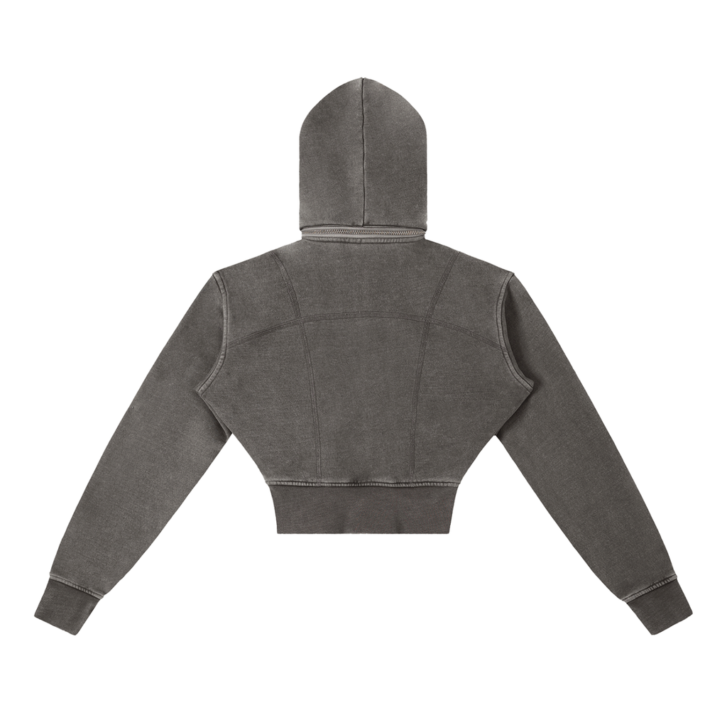 hoodie,vintage washed,cropped,fleece