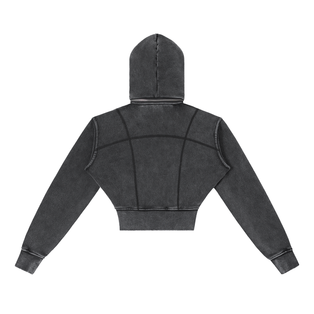 hoodie,vintage washed,cropped,fleece